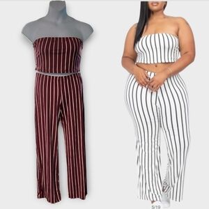 NWT Capella Fine Wine Bodycon Striped Tube Top and Pants Set ~2X